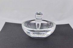 STEUBEN CRYSTAL SCROLL HANDLE 5” OLIVE DISH/BOWL – MINT