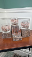 Vintage Libbey Cattails and Foliage Lowball Scotch Glasses.