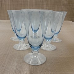 Fostoria Sceptre Blue Water Ice Tea Fruit Glasses Set of 6 RARE