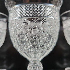 5 Imperial Glass Ohio Chroma Clear Water Goblets Set Vintage Emboss Stemware Lot