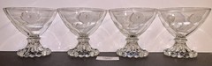 4 Boopie Champagne Dessert Sherbet Etched Rose Glasses Vintage