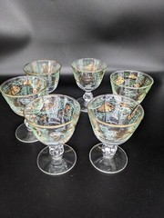 Vintage Libbey MARINE LIFE Set of 6 Cordial Glasses Stemware Mid Century Modern