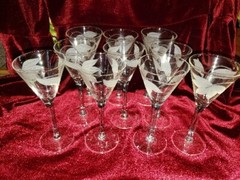 VNTG Total Of 28 WATER WINE Champ. Etc. STEMS Etched Dorothy THORPE Barware GLAM