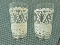 Vintage Federal Glass White Basketweave Lattice Drinking Tumblers – Set of 2
