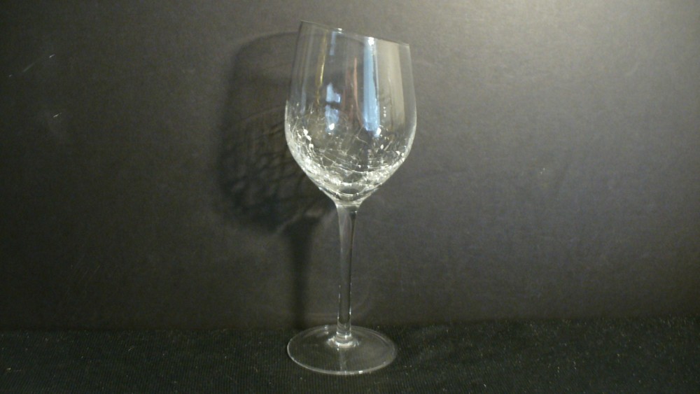 Pier 1 Crackle Clear Angled Top 8 7/8″ Wine Glass – 1