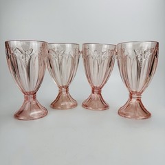 Lenox Butterfly Meadow Pink Glass Iced Tea Glasses Set of 4 Dragonfly 7”