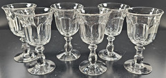 6 Imperial Glass Old Williamsburg Clear Water Goblets Vintage Stemware Retro Lot
