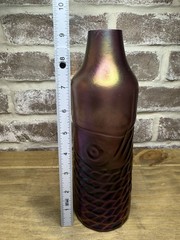 John Cook Koi Glass Hand Blown Dark Blue Iridescent Bottle Signed Tumbler Vase