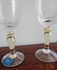 MIKASA CRYSTAL IMPERIAL GOLD GOBLET 2 WINE GLASSES 6 OZ AND 10 OZ