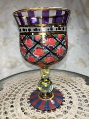 Mackenzie Childs 1991 Circus Rose Arbor 6 7/8” Goblet Hand Painted