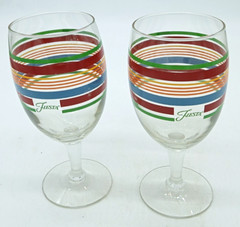 Vintage Pair Fiesta Homer Laughlin Striped Tea Glasses/Goblets 7″