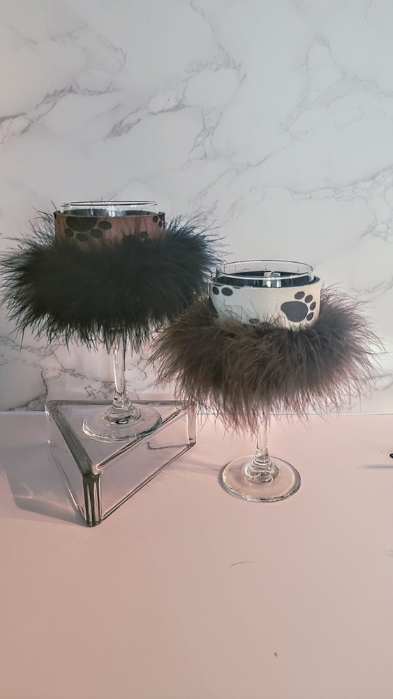 Wine Glasses With Boa Paws Wrap