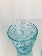 4pc Retro Turquoise Vintage HOBNAIL Easter bunny Wine Glass Goblets New