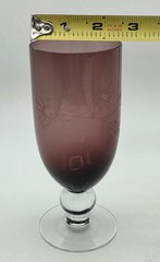 Vintage Etched Amethyst Wine Glass w/Applied Crystal Pedestal