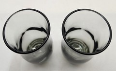 Set of 2 Mid Century Swedish Modern Smoke Flat Juices Glasses by Duz Crystal