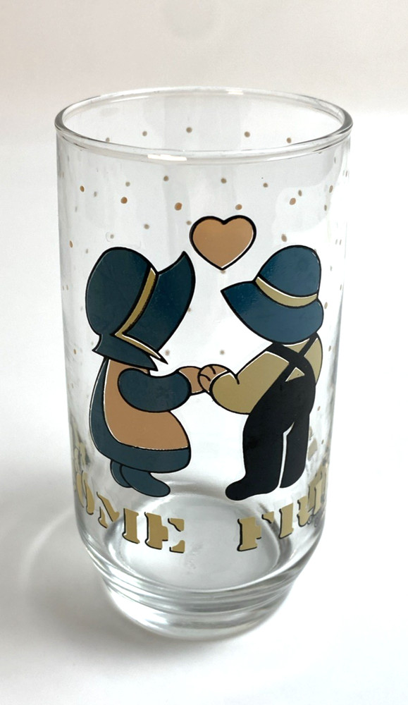 Vintage 1988 Anchor Hocking Welcome Friends Drinking Glass 12oz Boy and Girl