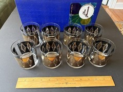 SET OF 8 FEDERAL GLASS MCM BEVERAGE GLASSES W/ORIGINAL BOX