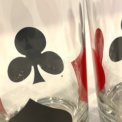 3 VTG Libbey Suits Cards Diamond, Club, Heart, Spade Barware Glasses Tumblers