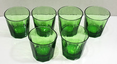 Seneca Green Paneled Optic Old Fashioned Rocks Glasses Set of 6 HTF