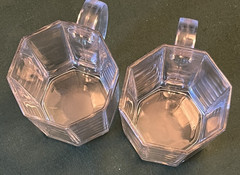 2 Vtg NOS New Arcoroc France OCTIME Clear Octagon Coffee Cups Mugs MCM Modern