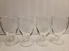 Vintage Anchor Hocking Etched Laurel Leaf Water Goblets Set of 4 Mid Century…