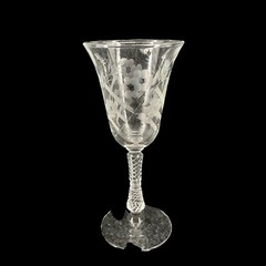 Pair of 2 Vintage Libbey Rock Sharpe Formal Etched 8″ Fluted Wine Goblets MCM