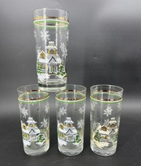 4pcs Winter Cottage Snow Vintage Luminarc Christmas Tumblers Holiday Style