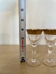 Glastonbury-Tiffin Minton Set of 3 Vintage Gold Encrusted Trim Cordial Glasses