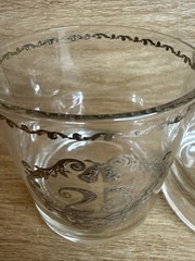 Pair Of 25th Silver Anniversary Rocks Whiskey Glasses Old Fashioned Lowball MCM