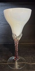 Vintage Hand Blown Opalescent Wine Glass Amethyst Purple Twist Stem 8”