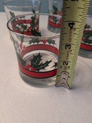 Vintage Set Of 4 Christmas Glasses Libbey HOLLY & BERRIES 3.5” Old Fashioned