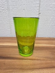 Vtg Lime Green Handblown Glass Tumbler 6″