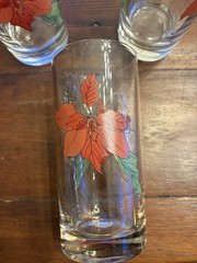 Lot of 3 Block Poinsettia 12 Oz. Tumbler Glasses by Mary Lou Goertzen 19