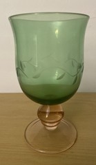 Replacement Vintage Pfaltzgraff Napoli Pink Green Goblet Etched 16 Oz. /Glass