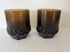 Tiffin Franciscan Madeira Smoke Brown Double Old Fashioned Glass 4″ Set Of 2