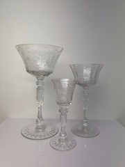 Antique Set of Cut Crystal Stemware3 Piece Setting 12 Glasses