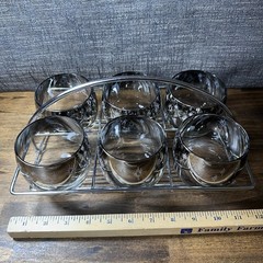 Set Lot 6 1960s Vitreon Queen Silver Fade Lusterware Roly Poly Glasses Ombre
