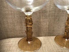 Libbey Polynesian Amber Tiki Stem Coupe Glasses Set Of 2 Barware Tiki Bar