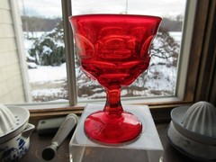 SET OF 4 VINTAGE FOSTORIA ARGUS Ruby Red Champagne Tall SHERBETS 5”