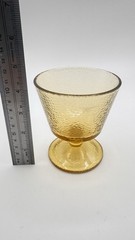 4 Vtg Hazel Atlas Pebblestone Amber Footed Glasses, Textured Dessert Glasses Cup