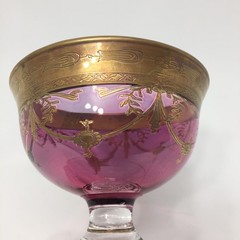 INTERGLASS MEDICI CRISTALLERIE ITALY Pink 24K Gold Gild Champagne Sherbet