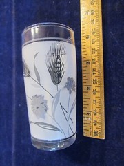 8pc Set Vtg Libbey Frosted Silver Foliage Leaf Juice Glasses ~ 5 1/2 oz Zz5