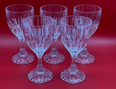5 Mikasa Crystal Park Lane Water Wine Goblets Glasses 6 3/4″ , 8 oz