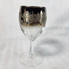 Set 5 Cordial Wine GLASSES Silver Fade Embossed Leaves 4 oz Stemware France