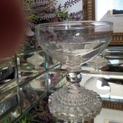 1 Vintage Anchor Hocking Bubble Foot Clear Champagne Tall Sherbet 4”