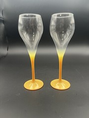Champagne Glasses Yellow Fade Stemmed Liquor Set Of Two