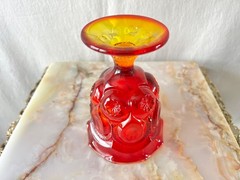 Vintage L.E. Smith Moon & Stars Ruby Red Amberina Goblets Set of 2 UV Glow
