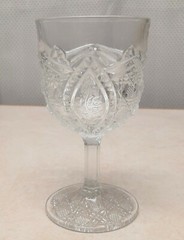 EAPG Pittsburgh Daisy, Cane & Button Clear Glass Goblet Stemware 5 3/4 in. Tall