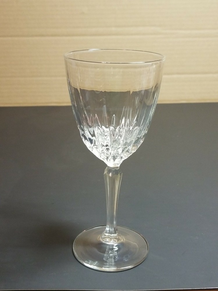 Vintage LUMINARC Diamond Pattern Clear Crystal Stemware Red White Wine Glass