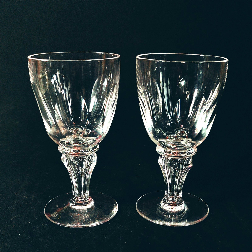 ROYAL LEERDAM QUEEN JULIANA WINE GLASSES, Cut Lead Crystal 4 1/2″, 2PCS